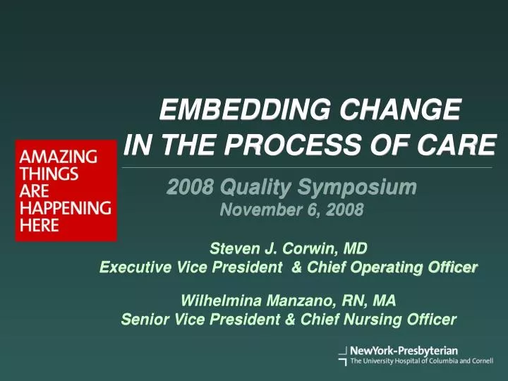 embedding change in the process of care