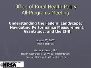 Office of Rural Health Policy All-Programs Meeting