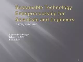 Sustainable Technology Entrepreneurship for Scientists and Engineers