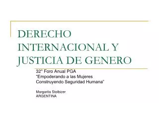 DERECHO INTERNACIONAL Y JUSTICIA DE GENERO