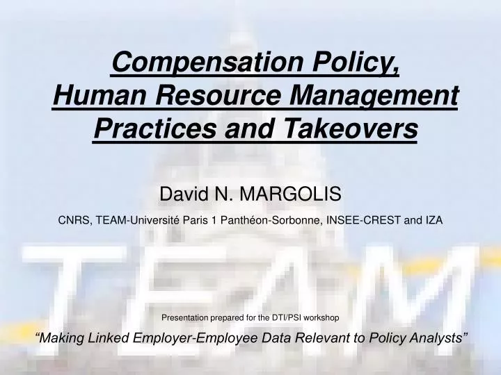 compensation policy human resource management practices and takeovers