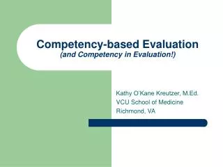 Competency-based Evaluation (and Competency in Evaluation!)