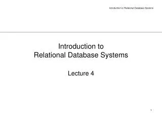 Introduction to Relational Database Systems