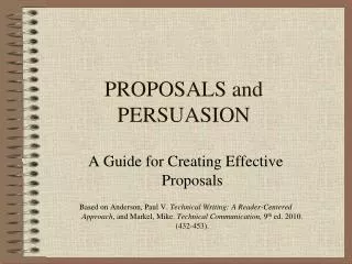 PROPOSALS and PERSUASION