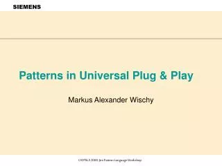 Patterns in Universal Plug &amp; Play