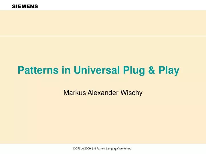 patterns in universal plug play