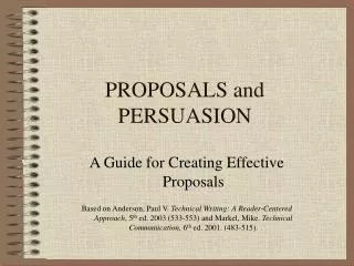 PROPOSALS and PERSUASION