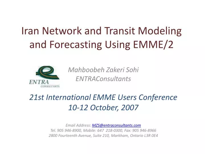 iran network and transit modeling and forecasting using emme 2