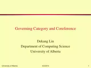 Governing Category and Coreference