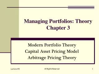 Managing Portfolios: Theory Chapter 3