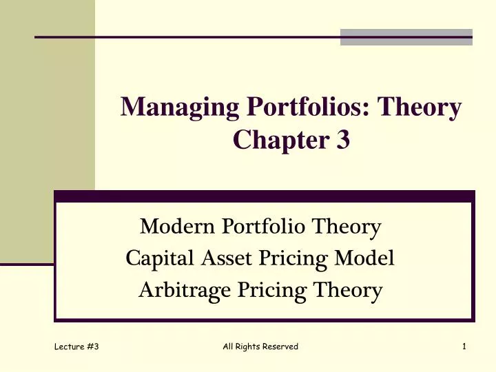 managing portfolios theory chapter 3