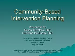 Community-Based Intervention Planning