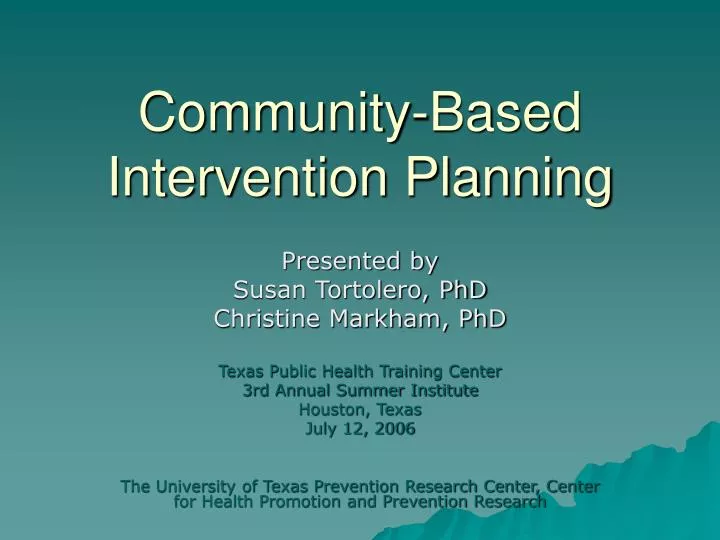 community based intervention planning