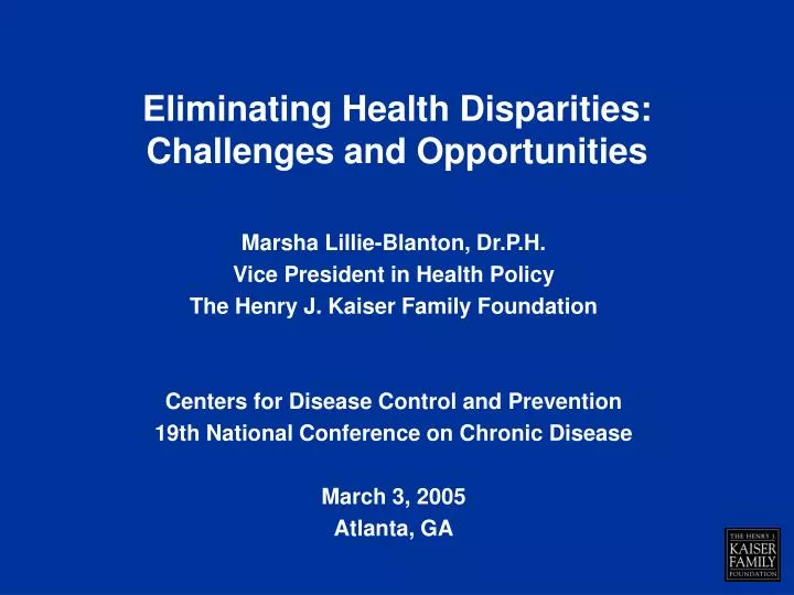eliminating health disparities challenges and opportunities