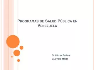Programas de Salud Pública en Venezuela