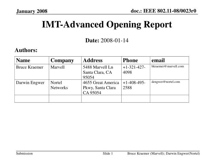 imt advanced opening report