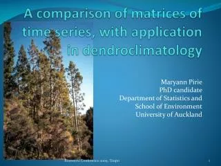 A comparison of matrices of time series, with application in dendroclimatology