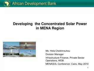 Developing the Concentrated Solar Power in MENA Region