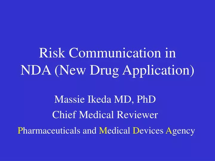 risk communication in nda new drug application