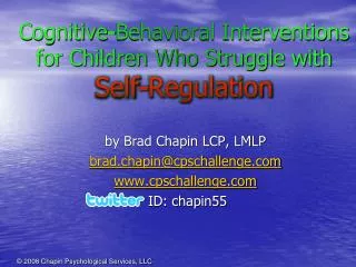 Cognitive-Behavioral Interventions for Children Who Struggle with Self-Regulation