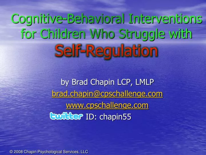 cognitive behavioral interventions for children who struggle with self regulation