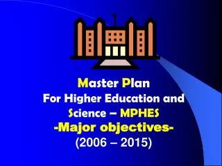 M aster P lan For Higher Education and S cience – MPHES -Major objectives- (2006 – 2015)