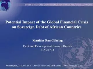 Potential Impact of the Global Financial Crisis on Sovereign Debt of African Countries
