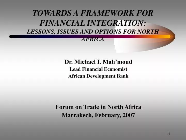 towards a framework for financial integration lessons issues and options for north africa