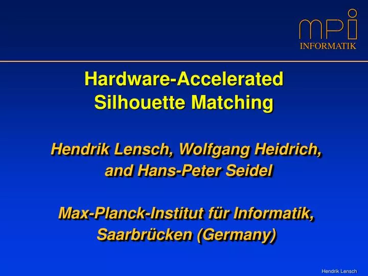 hardware accelerated silhouette matching