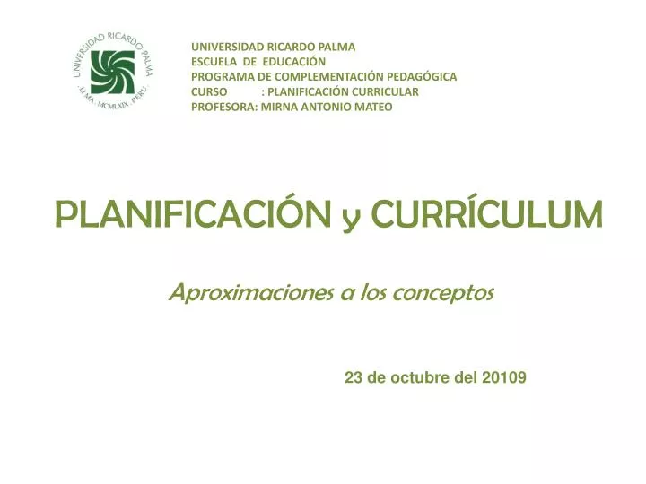 PPT - PLANIFICACIÓN Y CURRÍCULUM PowerPoint Presentation, Free Download ...