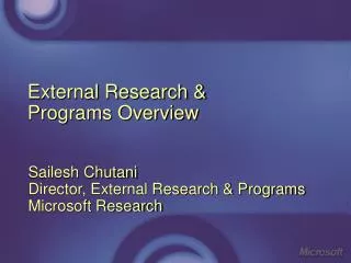 External Research &amp; Programs Overview