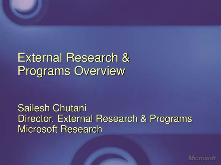 external research programs overview