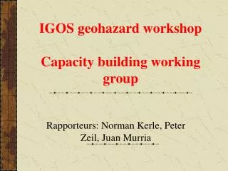 IGOS geohazard workshop Capacity building working group