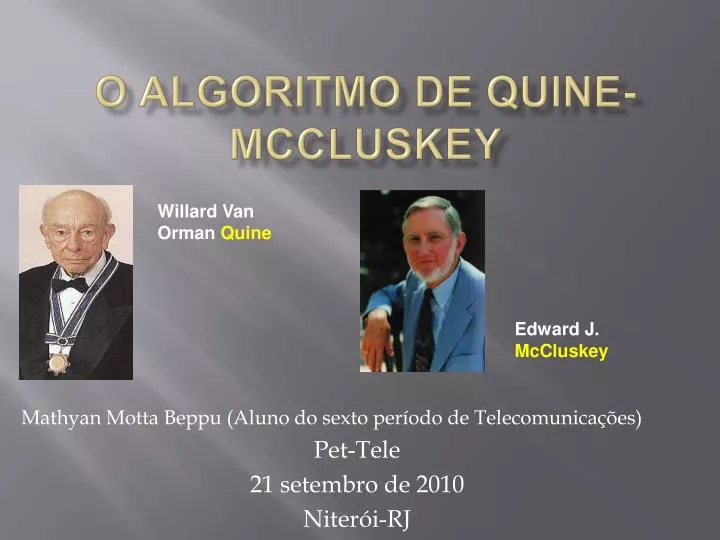 o algoritmo de quine mccluskey