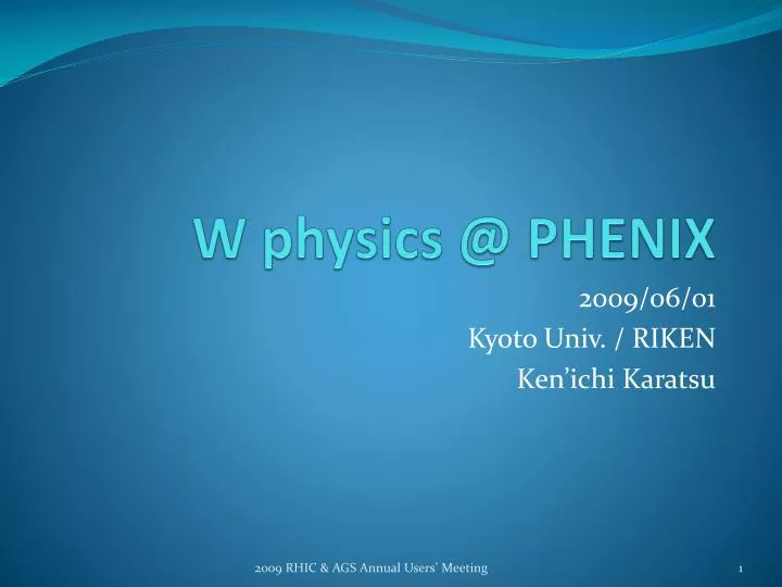 w physics @ phenix