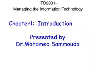 ITD2031- Managing the Information Technology