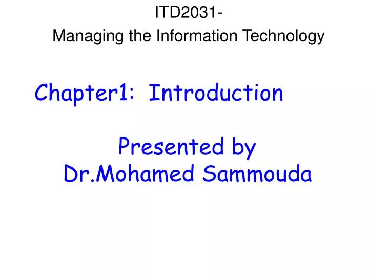 itd2031 managing the information technology