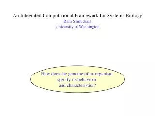 An Integrated Computational Framework for Systems Biology Ram Samudrala University of Washington