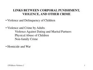 LINKS BETWEEN CORPORAL PUNISHMENT, VIOLENCE, AND OTHER CRIME