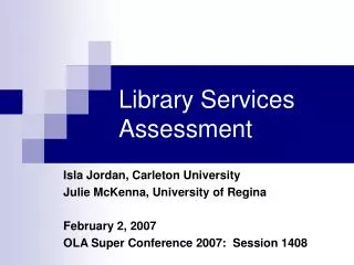 Library Services Assessment