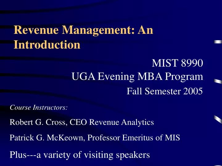 revenue management an introduction