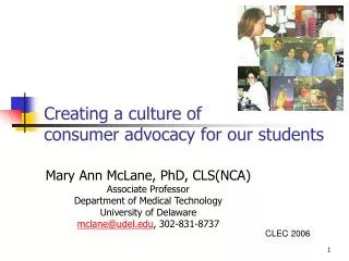 Creating a culture of consumer advocacy for our students