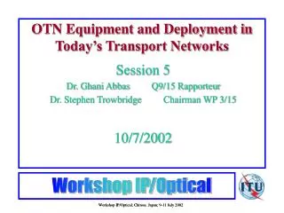OTN Equipment and Deployment in Today’s Transport Networks