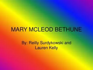 MARY MCLEOD BETHUNE