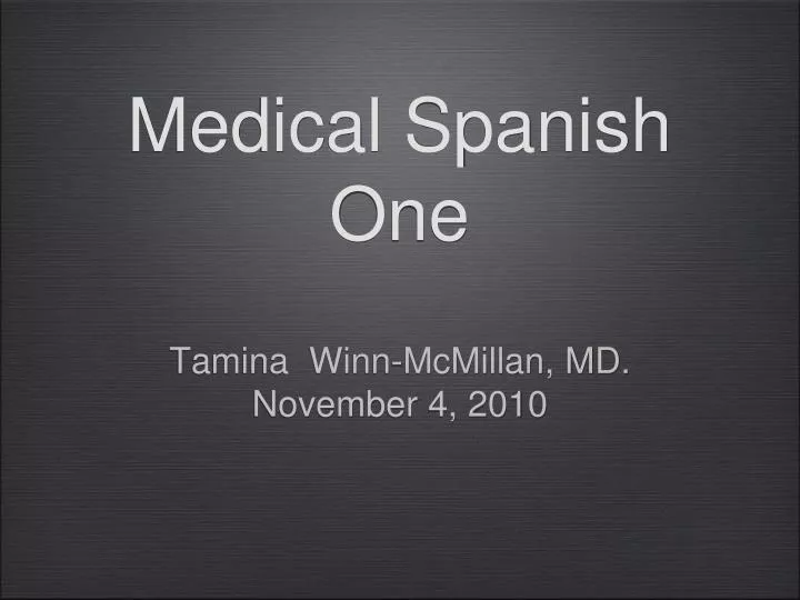 medical spanish one