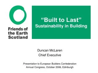 “Built to Last” Sustainability in Building