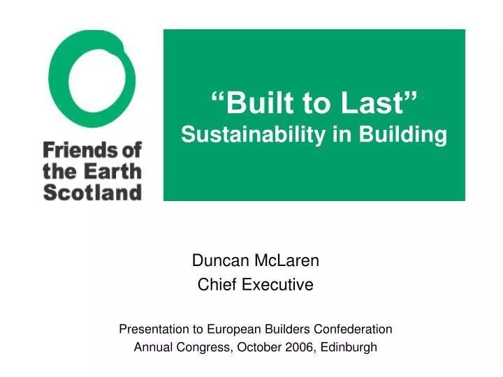 built to last sustainability in building