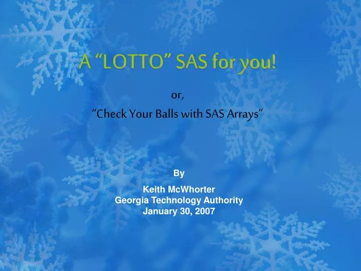 a lotto sas for you