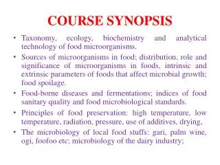 COURSE SYNOPSIS