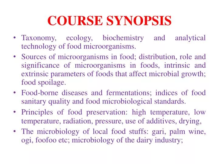 course synopsis